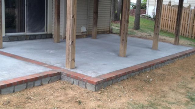 Concrete Patio with Stone Face and Brick Borders in Dale City, VA - Wright's Concrete
