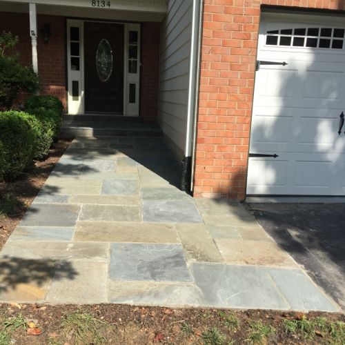 Blue Pattern Blue Front Entryway and Sidewalk with Concrete Base in North Springfield, VA - Wright's Concrete
