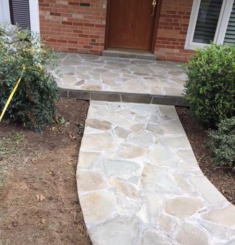 Concrete Driveway, Front Entryway Pennsylvania Variegated Flagstone, in Fairfax VA - Wright's Concrete
