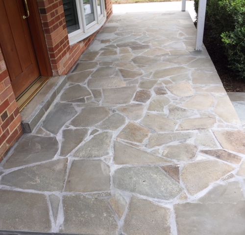 Concrete Driveway, Front Entryway Pennsylvania Variegated Flagstone, in Fairfax VA - Wright's Concrete