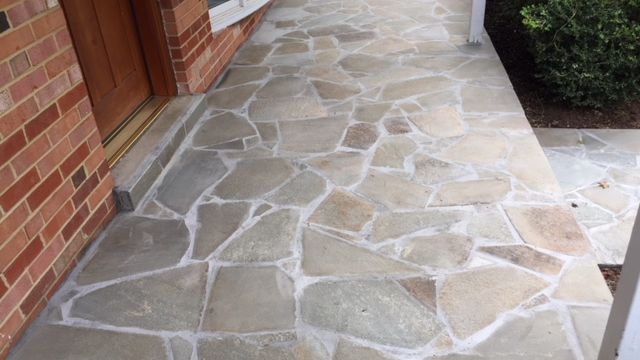 Concrete Driveway, Front Entryway Pennsylvania Variegated Flagstone, in Fairfax VA - Wright's Concrete