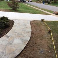 Concrete Driveway, Front Entryway Pennsylvania Variegated Flagstone, in Fairfax VA - Wright's Concrete