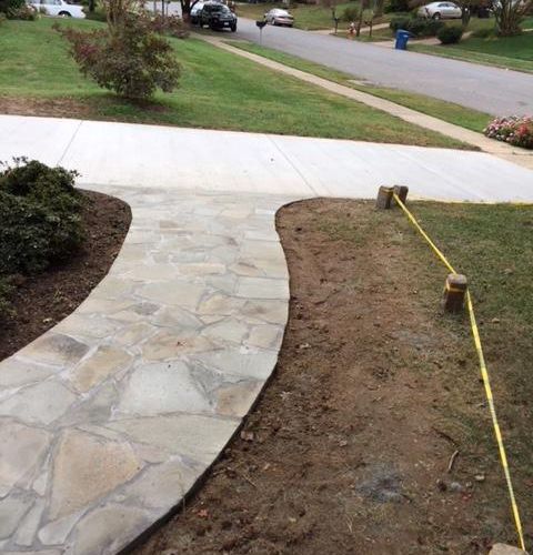 Concrete Driveway, Front Entryway Pennsylvania Variegated Flagstone, in Fairfax VA - Wright's Concrete