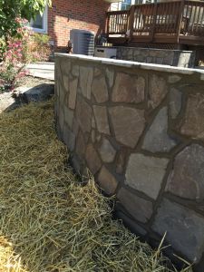 Block Wall and Exposed Aggregate Patio with Concrete Driveway in Vienna, VA - Wright's Concrete