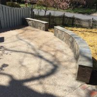 Block Wall and Exposed Aggregate Patio with Concrete Driveway in Vienna, VA - Wright's Concrete