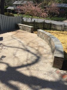 Block Wall and Exposed Aggregate Patio with Concrete Driveway in Vienna, VA - Wright's Concrete