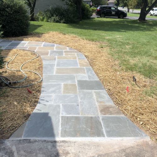 Concrete Garage Floor and Flagstone Sidewalk and Stoop in Sterling, Virginia - Wright's Concrete